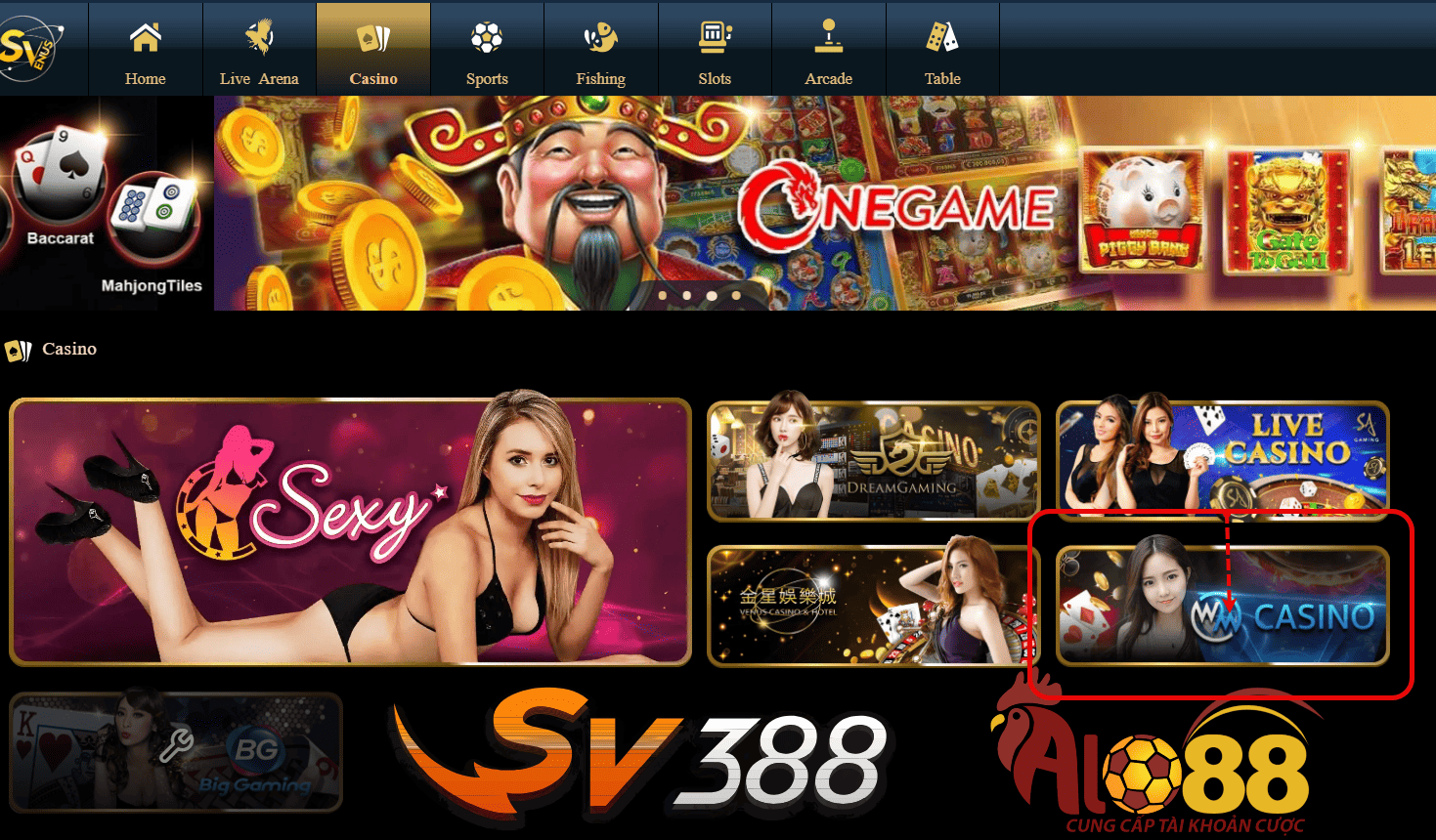 Sảnh WM Casino tại mục Người thật tại SV388 là gì